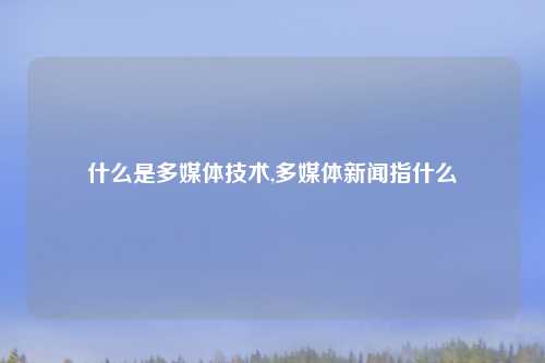 什么是多媒体技术,多媒体新闻指什么