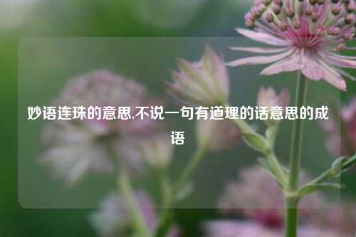 妙语连珠的意思,不说一句有道理的话意思的成语