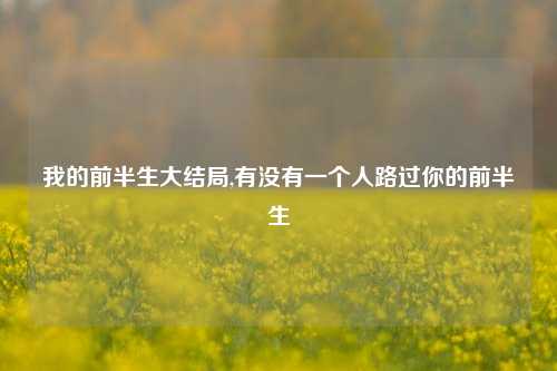 我的前半生大结局,有没有一个人路过你的前半生