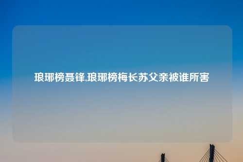 琅琊榜聂锋,琅琊榜梅长苏父亲被谁所害