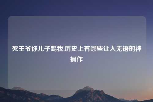 死王爷你儿子踢我,历史上有哪些让人无语的神操作