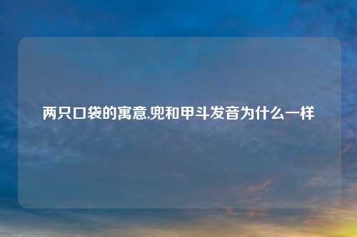 两只口袋的寓意,兜和甲斗发音为什么一样