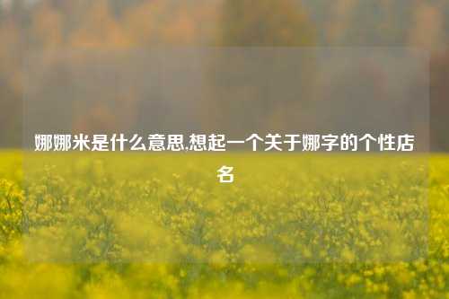 娜娜米是什么意思,想起一个关于娜字的个性店名