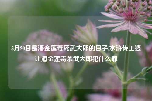 5月20日是潘金莲毒死武大郎的日子,水浒传王婆让潘金莲毒杀武大郎犯什么罪