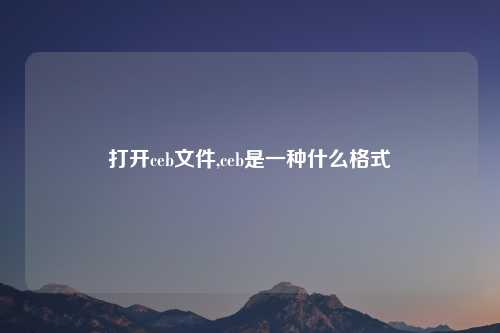 打开ceb文件,ceb是一种什么格式