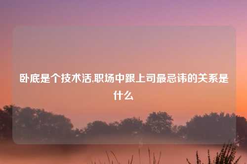 卧底是个技术活,职场中跟上司最忌讳的关系是什么