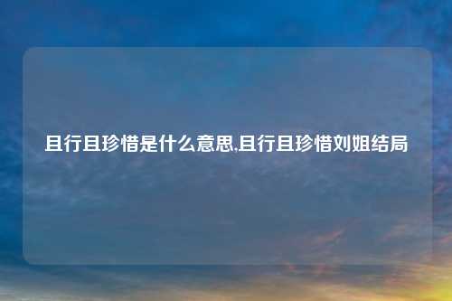 且行且珍惜是什么意思,且行且珍惜刘姐结局