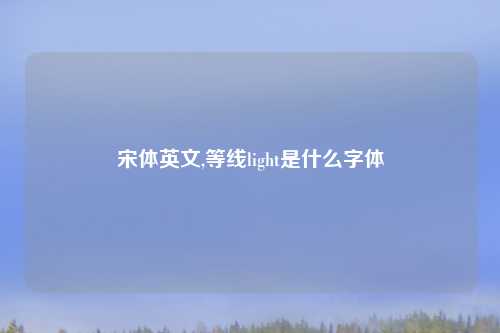 宋体英文,等线light是什么字体