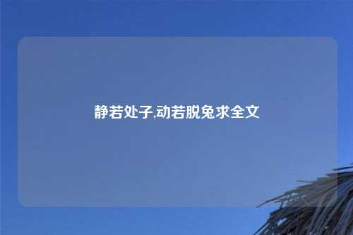 静若处子,动若脱兔求全文