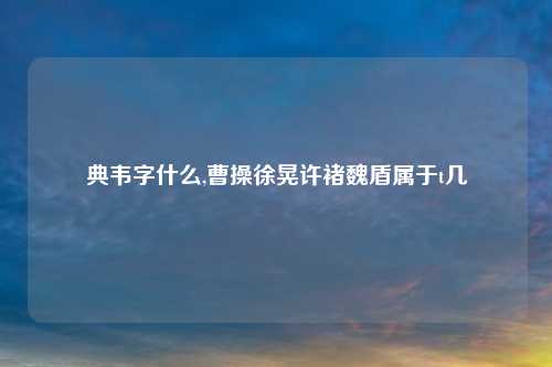 典韦字什么,曹操徐晃许褚魏盾属于t几