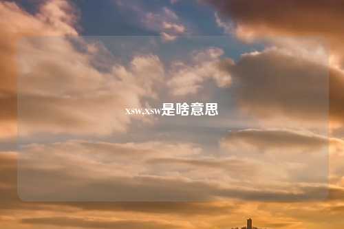 xsw,xsw是啥意思