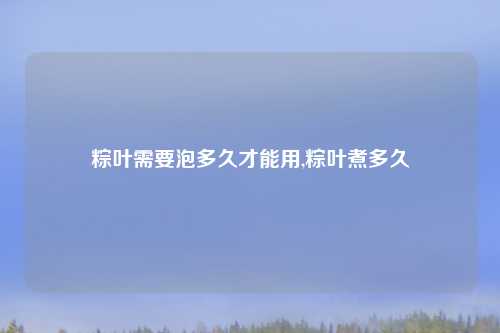 粽叶需要泡多久才能用,粽叶煮多久