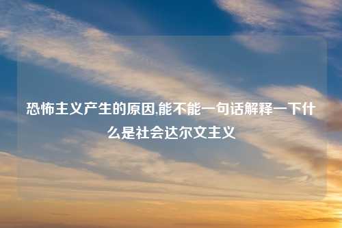 恐怖主义产生的原因,能不能一句话解释一下什么是社会达尔文主义