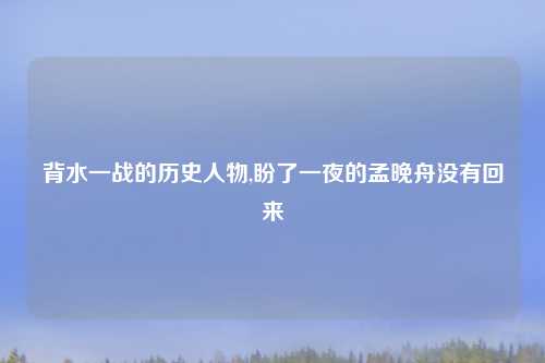 背水一战的历史人物,盼了一夜的孟晚舟没有回来