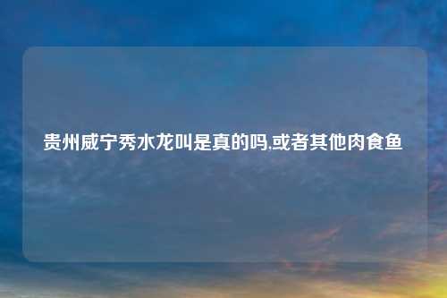 贵州威宁秀水龙叫是真的吗,或者其他肉食鱼