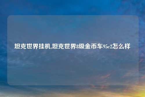 坦克世界挂机,坦克世界8级金币车95e2怎么样