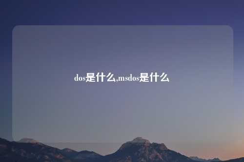 dos是什么,msdos是什么