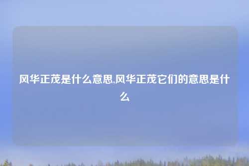 风华正茂是什么意思,风华正茂它们的意思是什么