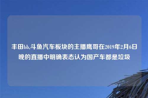丰田bb,斗鱼汽车板块的主播鹰哥在2019年2月6日晚的直播中明确表态认为国产车都是垃圾