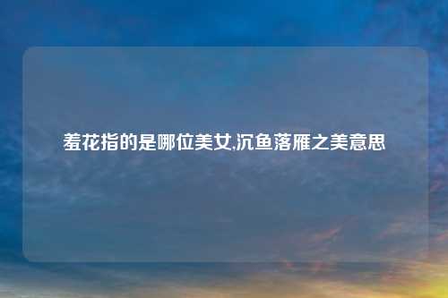 羞花指的是哪位美女,沉鱼落雁之美意思