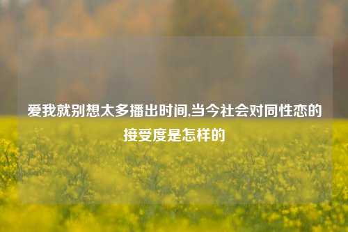 爱我就别想太多播出时间,当今社会对同性恋的接受度是怎样的