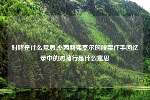 对赌是什么意思,杰西利弗莫尔的股票作手回忆录中的对赌行是什么意思