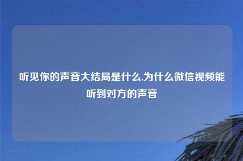 听见你的声音大结局是什么,为什么微信视频能听到对方的声音