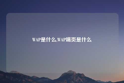 WAP是什么,WAP端页是什么