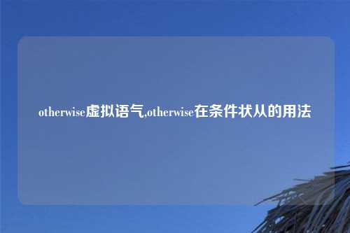 otherwise虚拟语气,otherwise在条件状从的用法