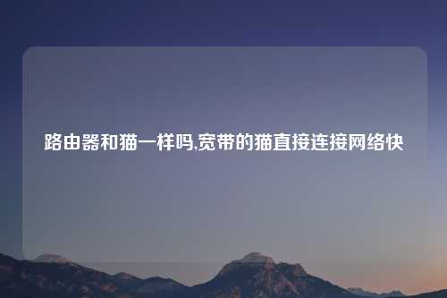 路由器和猫一样吗,宽带的猫直接连接网络快