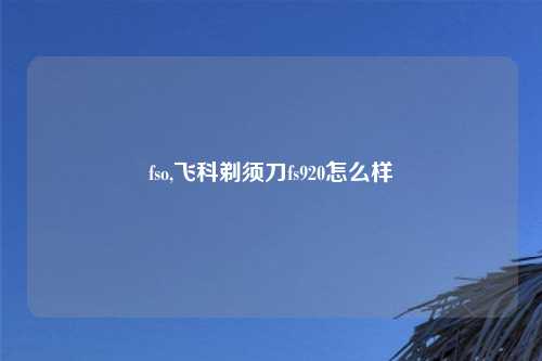 fso,飞科剃须刀fs920怎么样