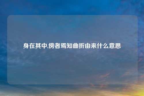 身在其中,傍者焉知曲折由来什么意思