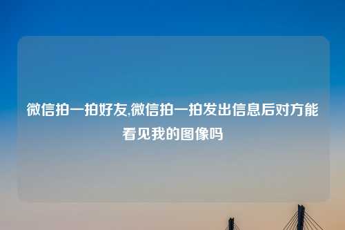微信拍一拍好友,微信拍一拍发出信息后对方能看见我的图像吗