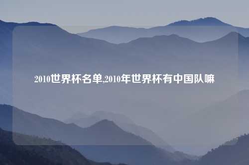 2010世界杯名单,2010年世界杯有中国队嘛