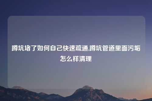 蹲坑堵了如何自己快速疏通,蹲坑管道里面污垢怎么样清理