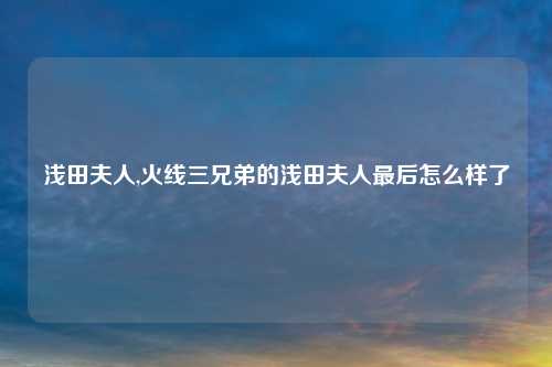 浅田夫人,火线三兄弟的浅田夫人最后怎么样了