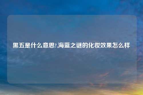 黑五是什么意思?,海蓝之谜的化妆效果怎么样