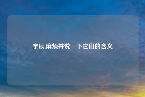 宇辰,麻烦并说一下它们的含义