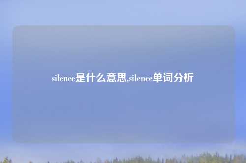 silence是什么意思,silence单词分析