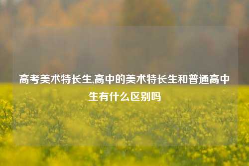 高考美术特长生,高中的美术特长生和普通高中生有什么区别吗
