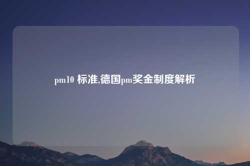 pm10 标准,德国pm奖金制度解析