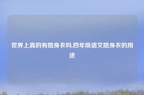 世界上真的有隐身衣吗,四年级语文隐身衣的用途