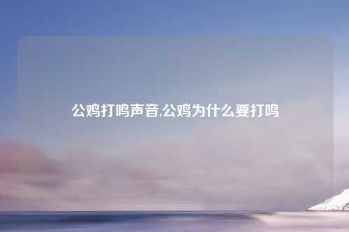 公鸡打鸣声音,公鸡为什么要打鸣