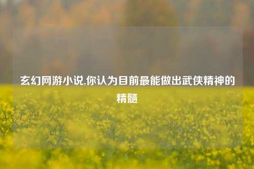 玄幻网游小说,你认为目前最能做出武侠精神的精髓