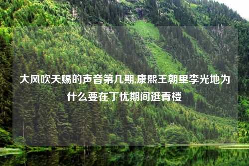 大风吹天赐的声音第几期,康熙王朝里李光地为什么要在丁忧期间逛青楼
