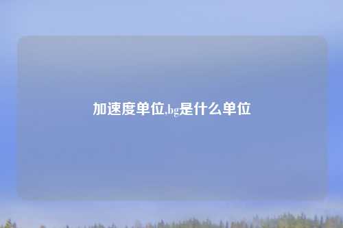 加速度单位,bg是什么单位