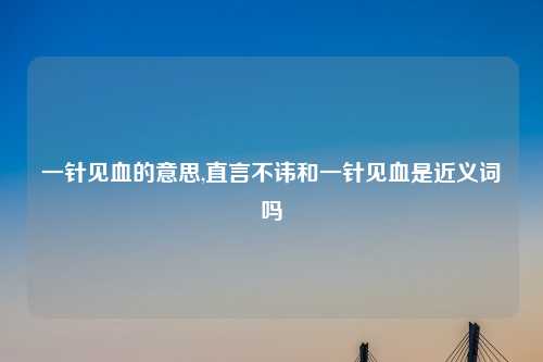 一针见血的意思,直言不讳和一针见血是近义词吗
