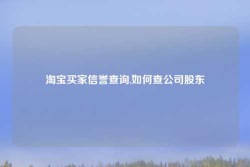 淘宝买家信誉查询,如何查公司股东