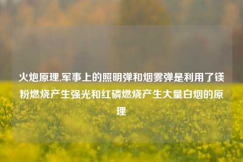 火炮原理,军事上的照明弹和烟雾弹是利用了镁粉燃烧产生强光和红磷燃烧产生大量白烟的原理