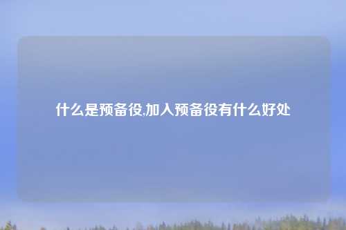 什么是预备役,加入预备役有什么好处